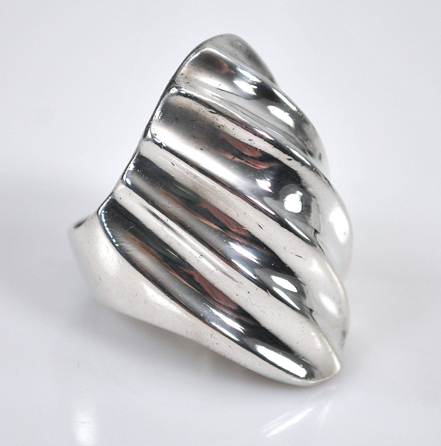 Long Taxco Modernist Sterling Silver Ring