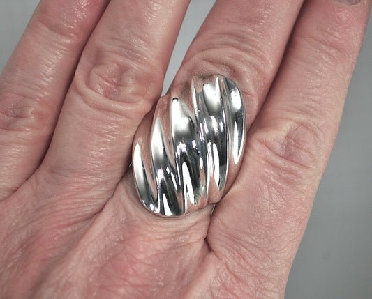Long Taxco Modernist Sterling Silver Ring