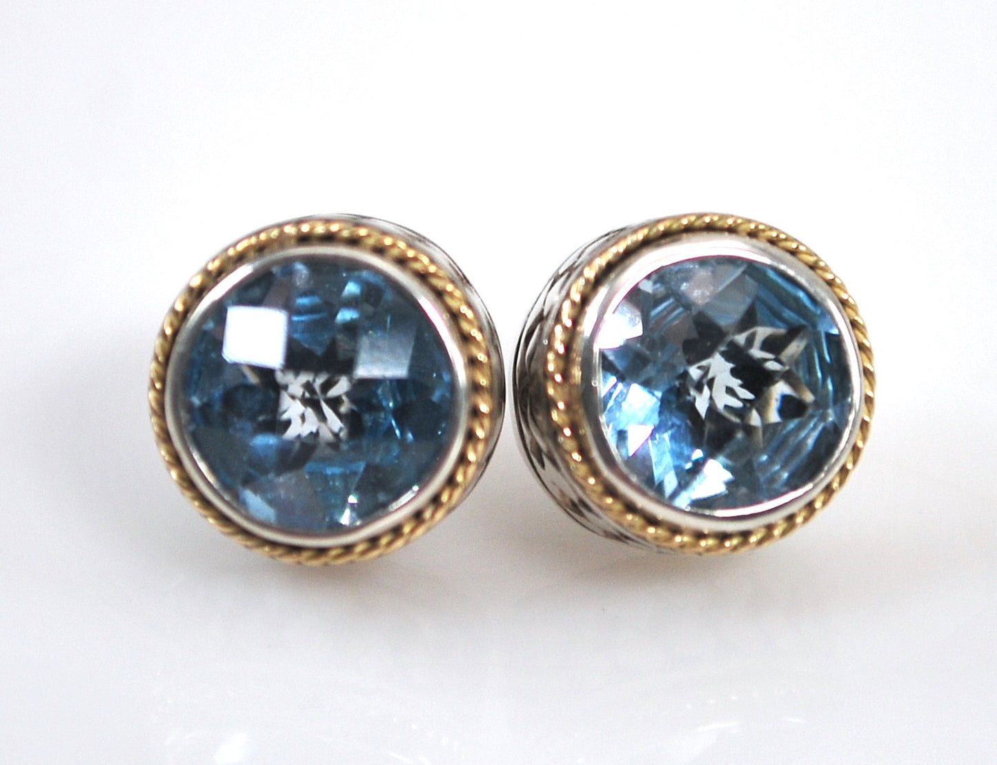 As is - Effy BH Sterling 18K Gold Blue Topaz Earrings
