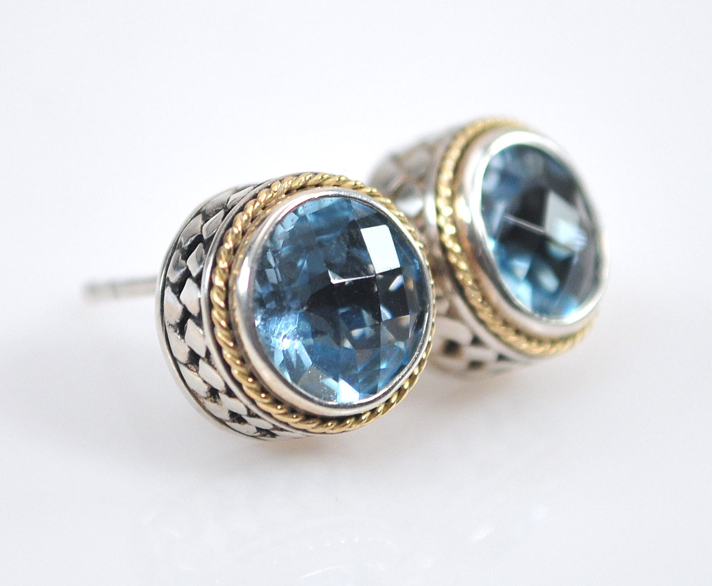 As is - Effy BH Sterling 18K Gold Blue Topaz Earrings