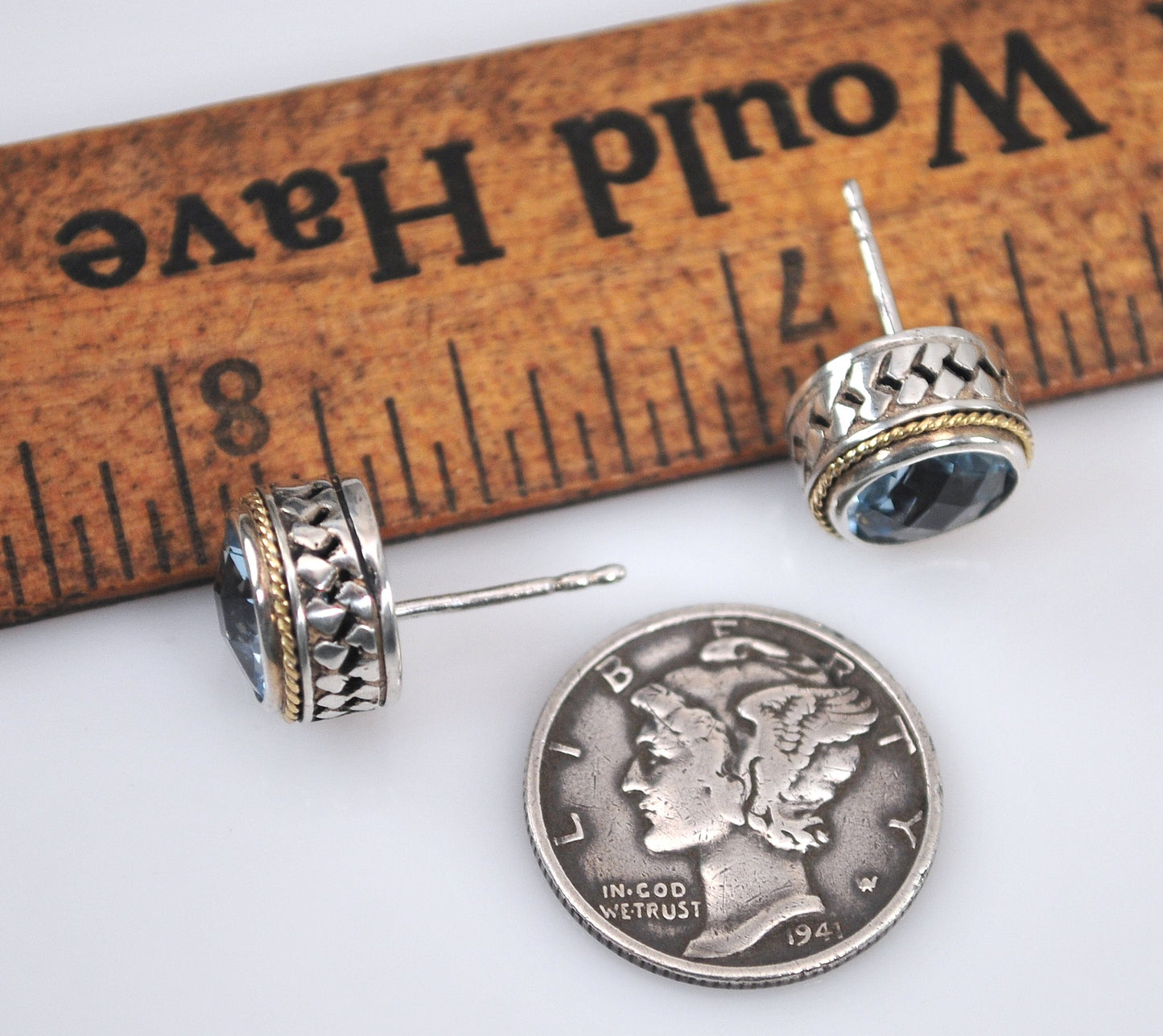 As is - Effy BH Sterling 18K Gold Blue Topaz Earrings