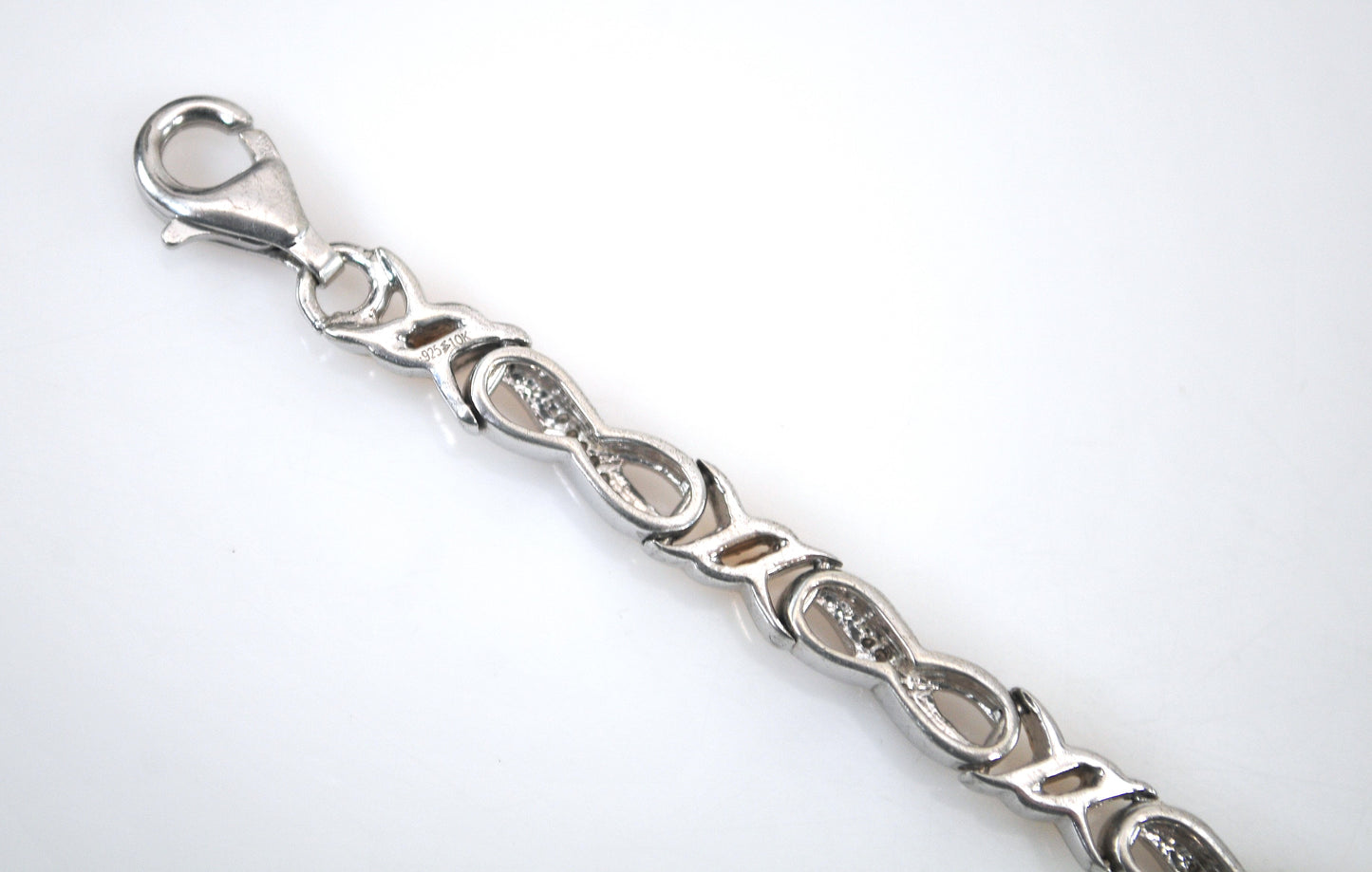 Sterling Silver 10K Gold Diamond Infinity Bracelet