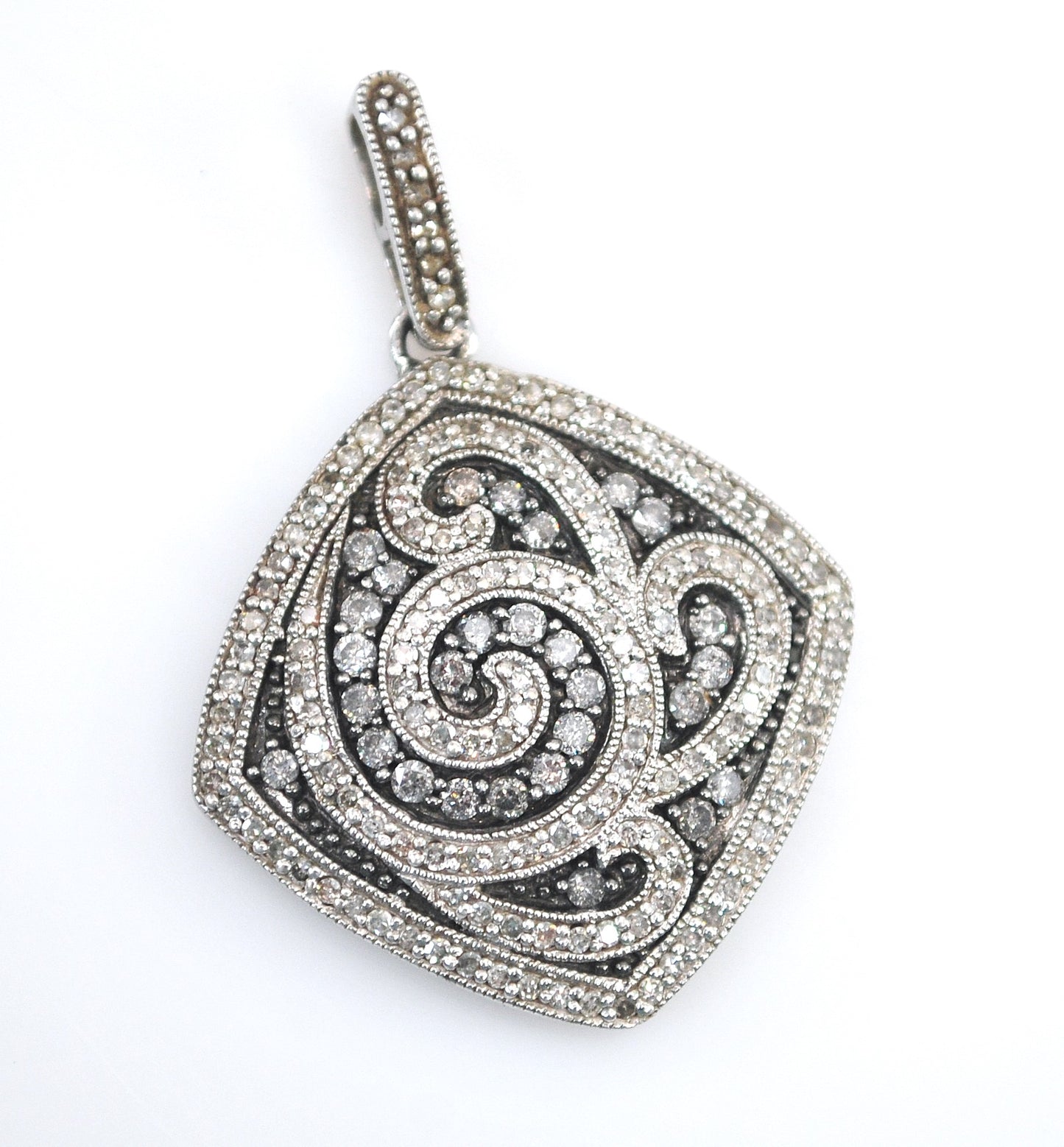 Designer Sterling Silver Genuine Diamond Pendant