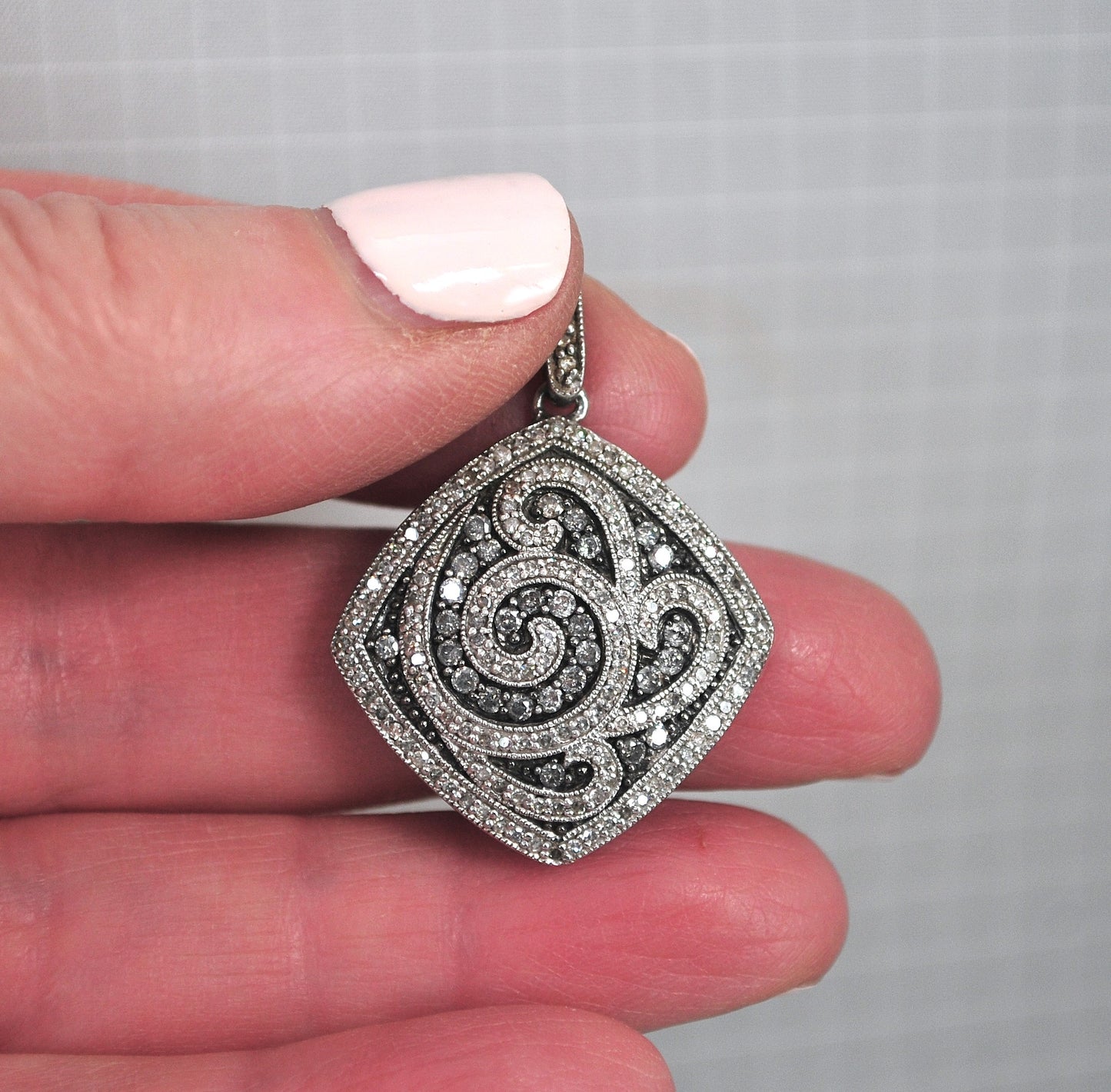 Designer Sterling Silver Genuine Diamond Pendant