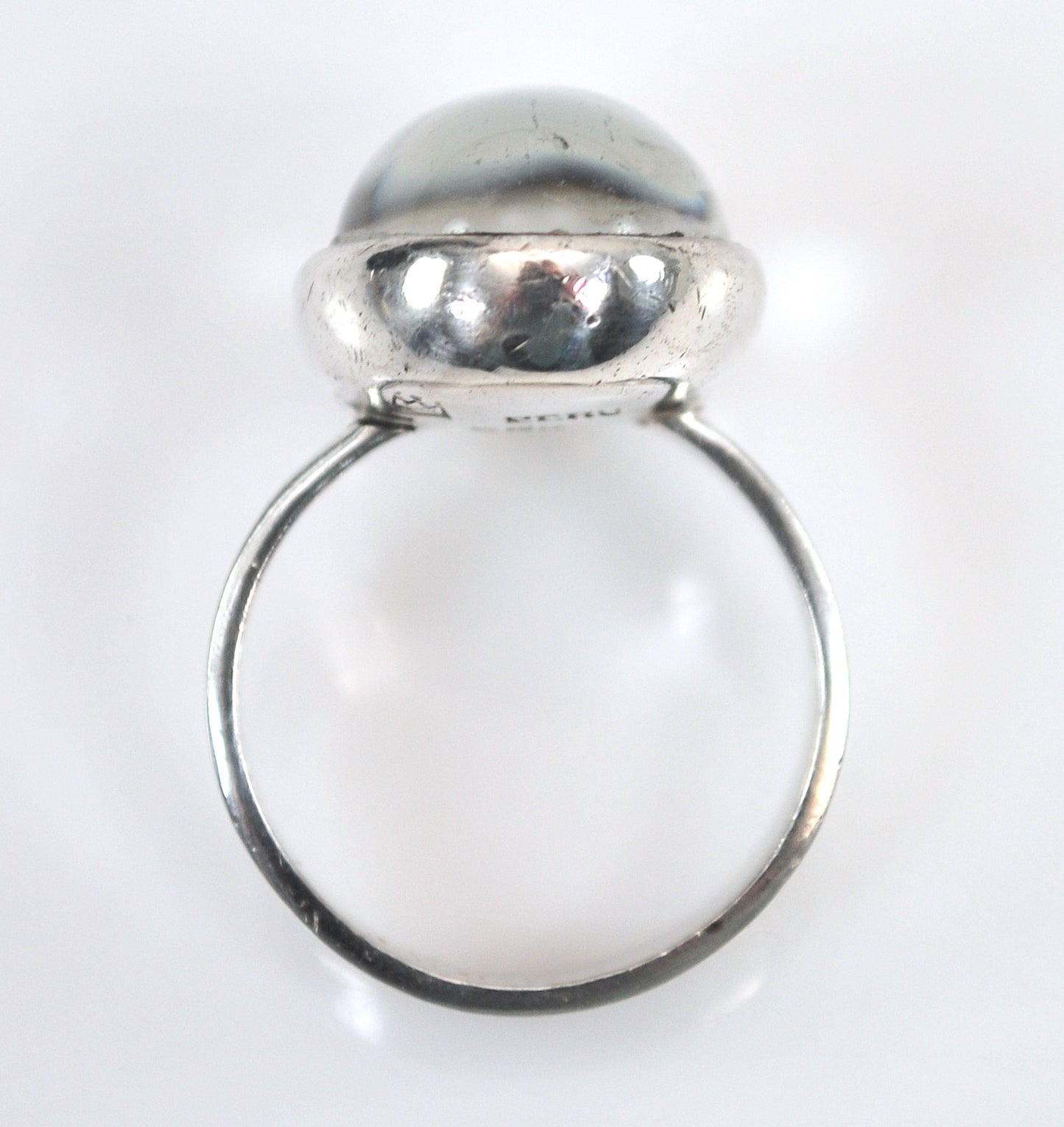 Signed Sterling Silver Glass Flower Ring