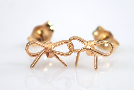 SMALL 14K Gold Bow Earrings