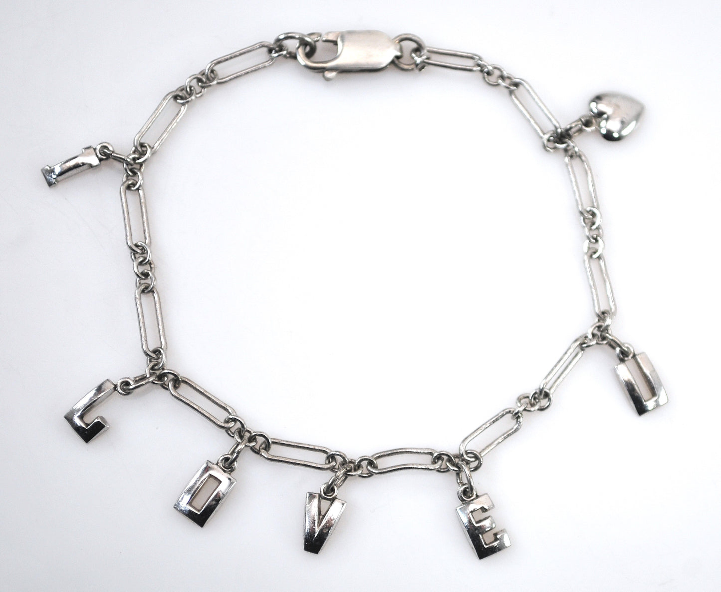 Sterling Silver I LOVE YOU Heart Bracelet