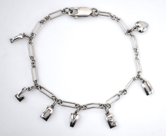 Sterling Silver I LOVE YOU Heart Bracelet
