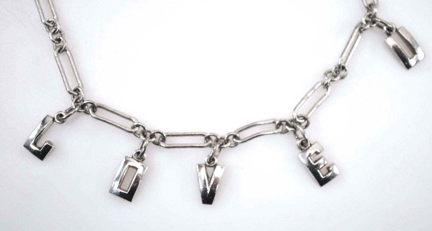 Sterling Silver I LOVE YOU Heart Bracelet