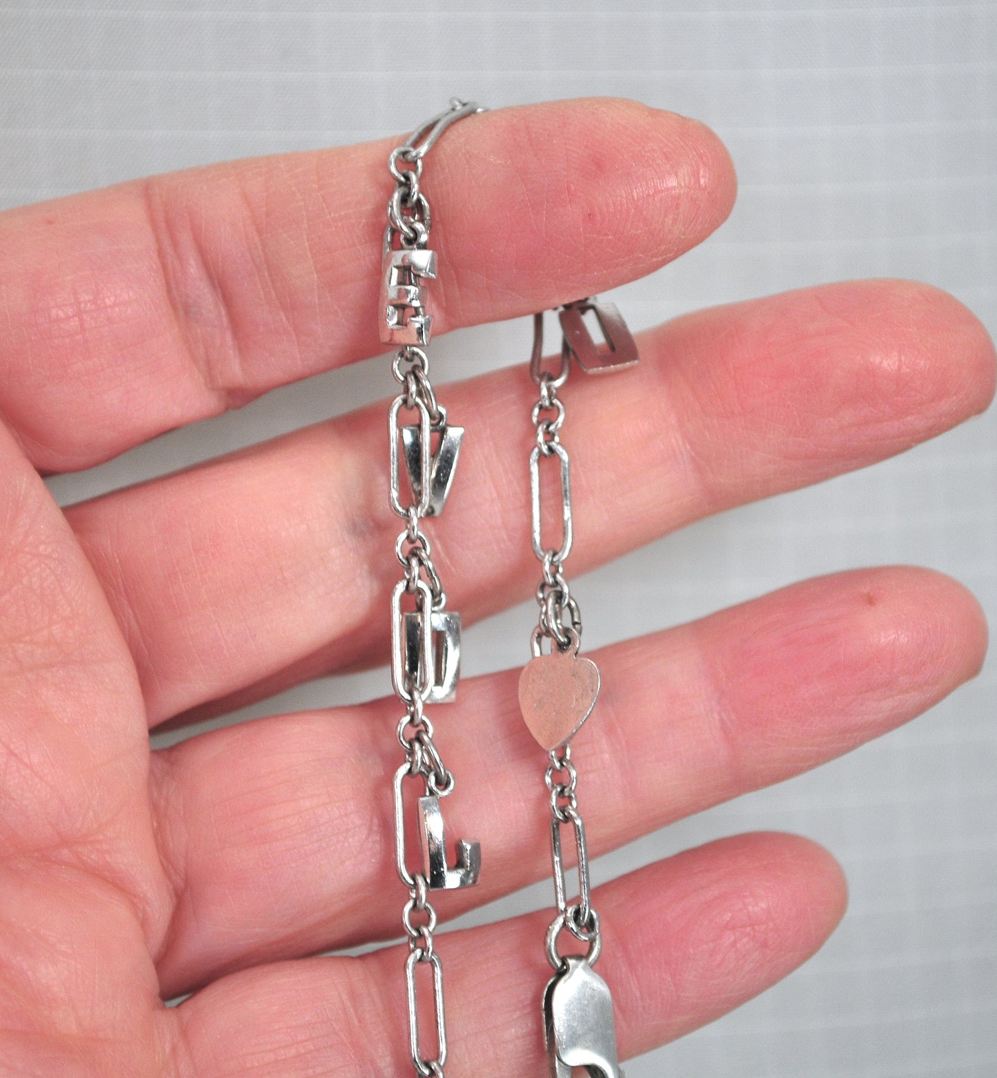 Sterling Silver I LOVE YOU Heart Bracelet