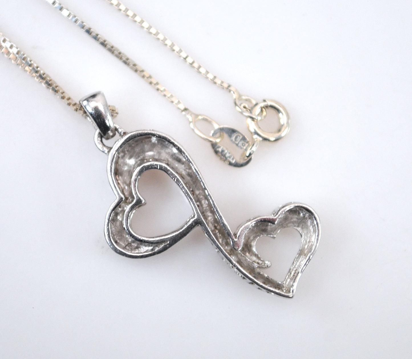 Sterling Silver Double Heart Pendant Necklace