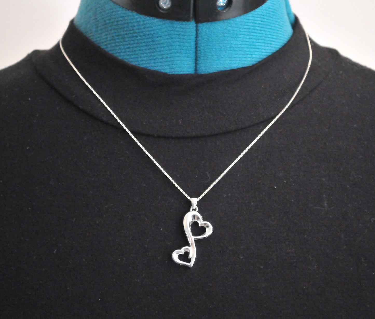 Sterling Silver Double Heart Pendant Necklace