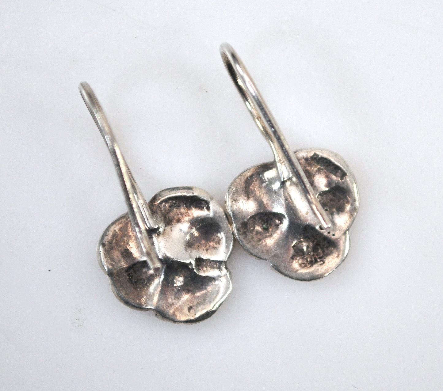 Sterling Silver Pansey Flower Earrings