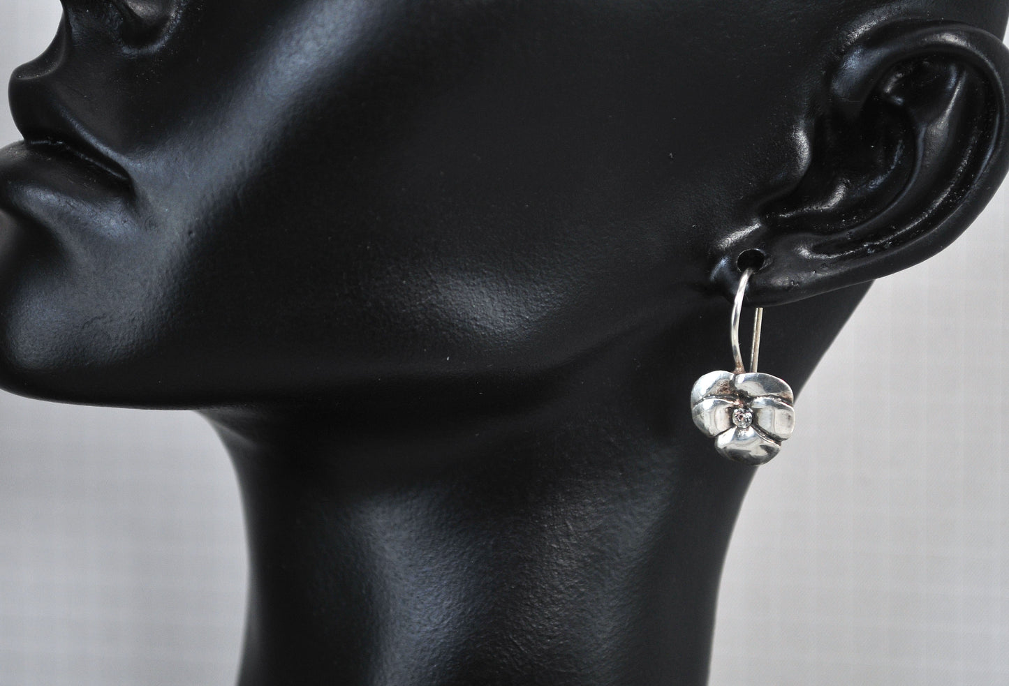 Sterling Silver Pansey Flower Earrings