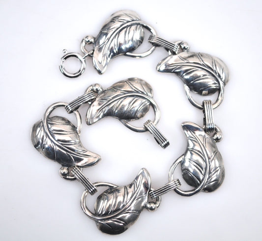 Vintage Danecraft Sterling Silver Leaf Bracelet