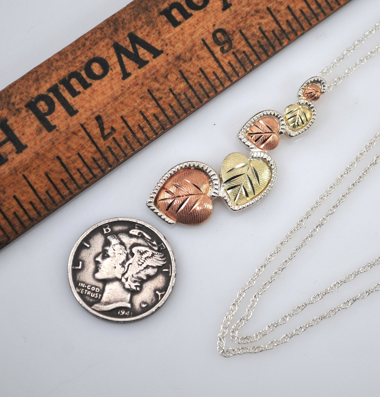 Coleman Black Hills Sterling Silver 12K Gold Leaf Pendant Necklace