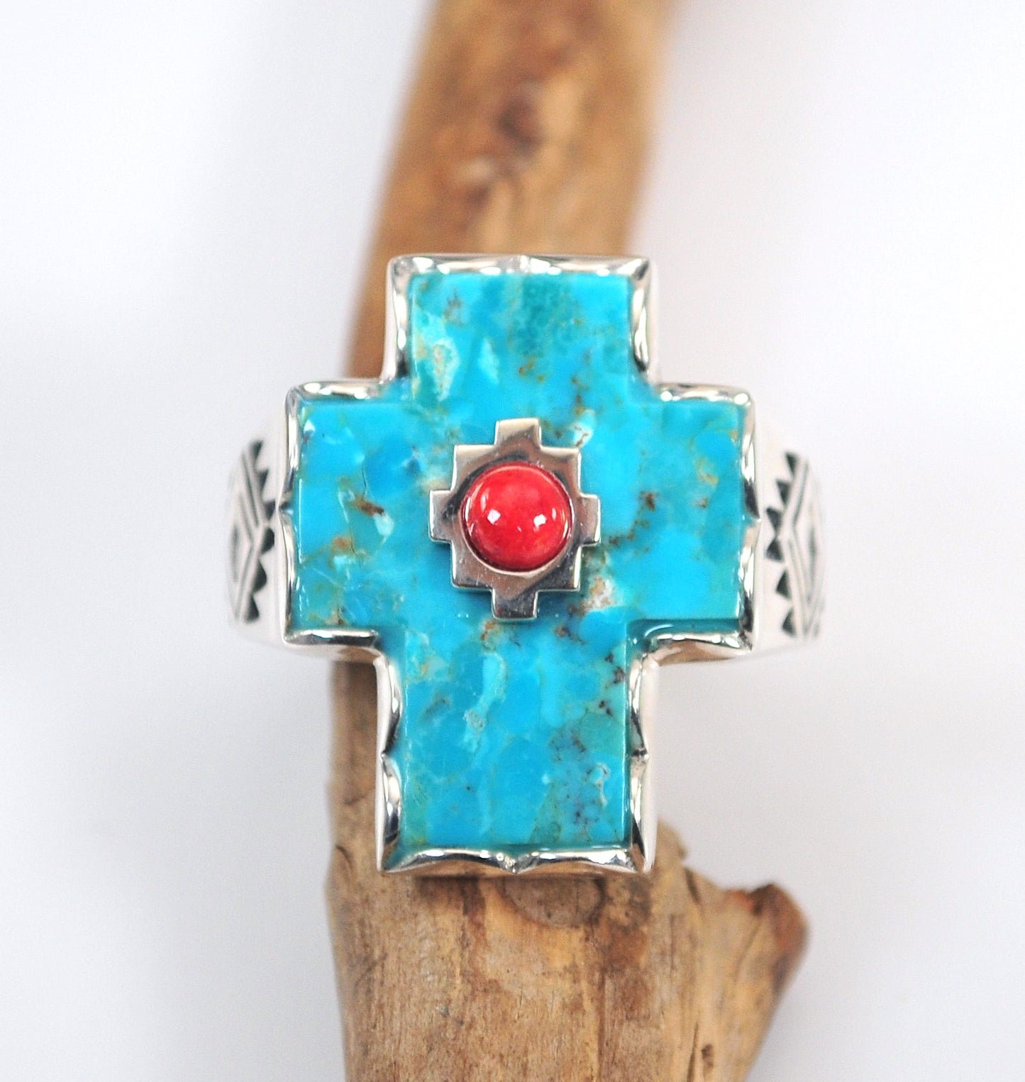 BBJ 925 Composite Turquoise Cross Ring