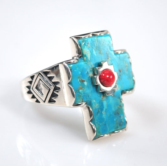 BBJ 925 Composite Turquoise Cross Ring