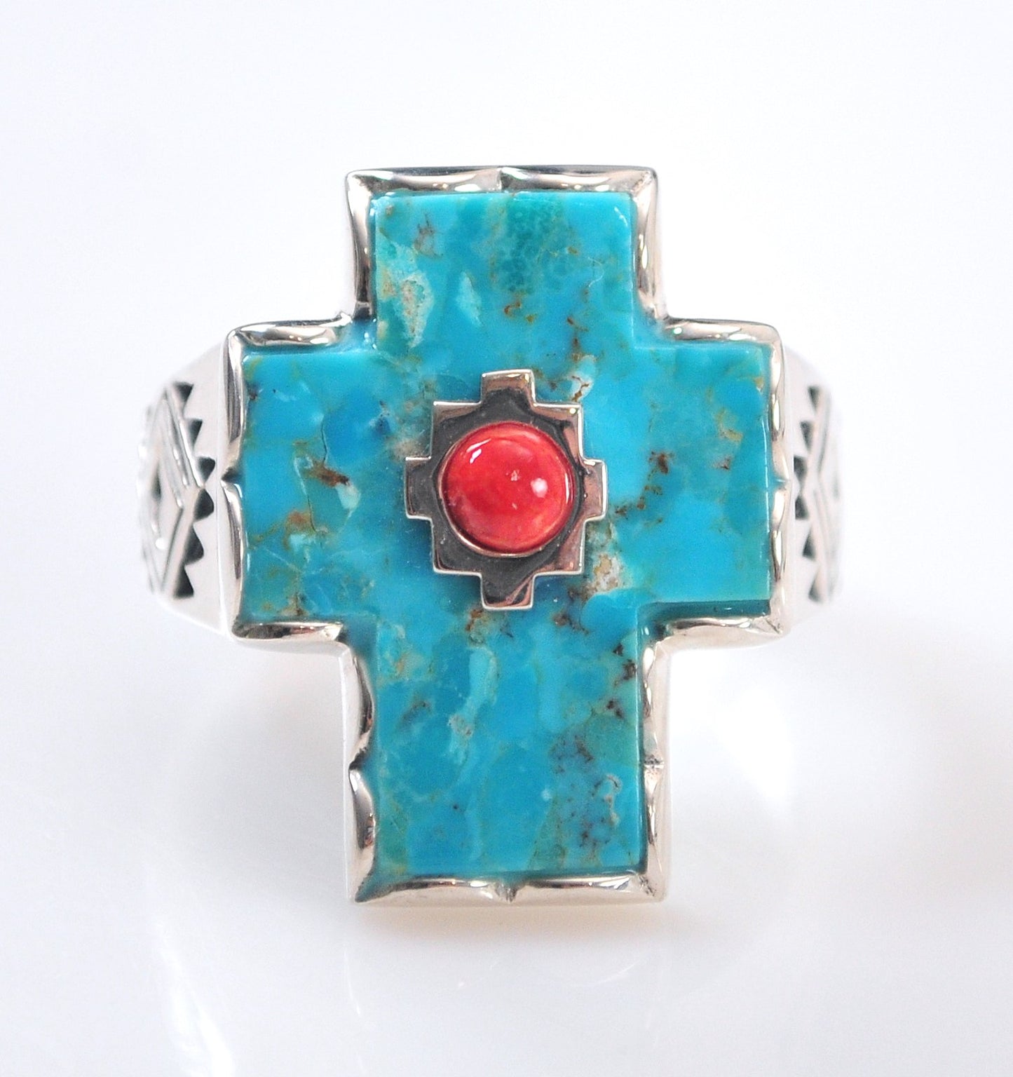 BBJ 925 Composite Turquoise Cross Ring