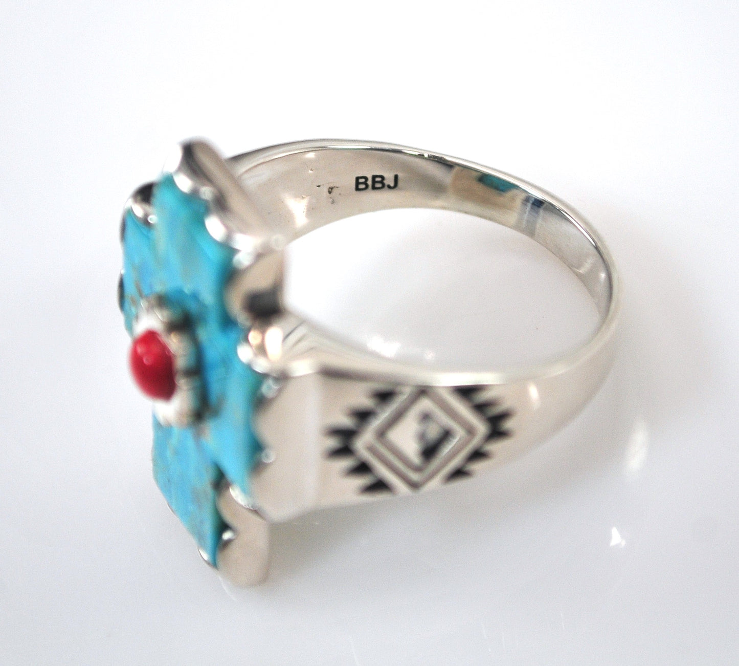 BBJ 925 Composite Turquoise Cross Ring