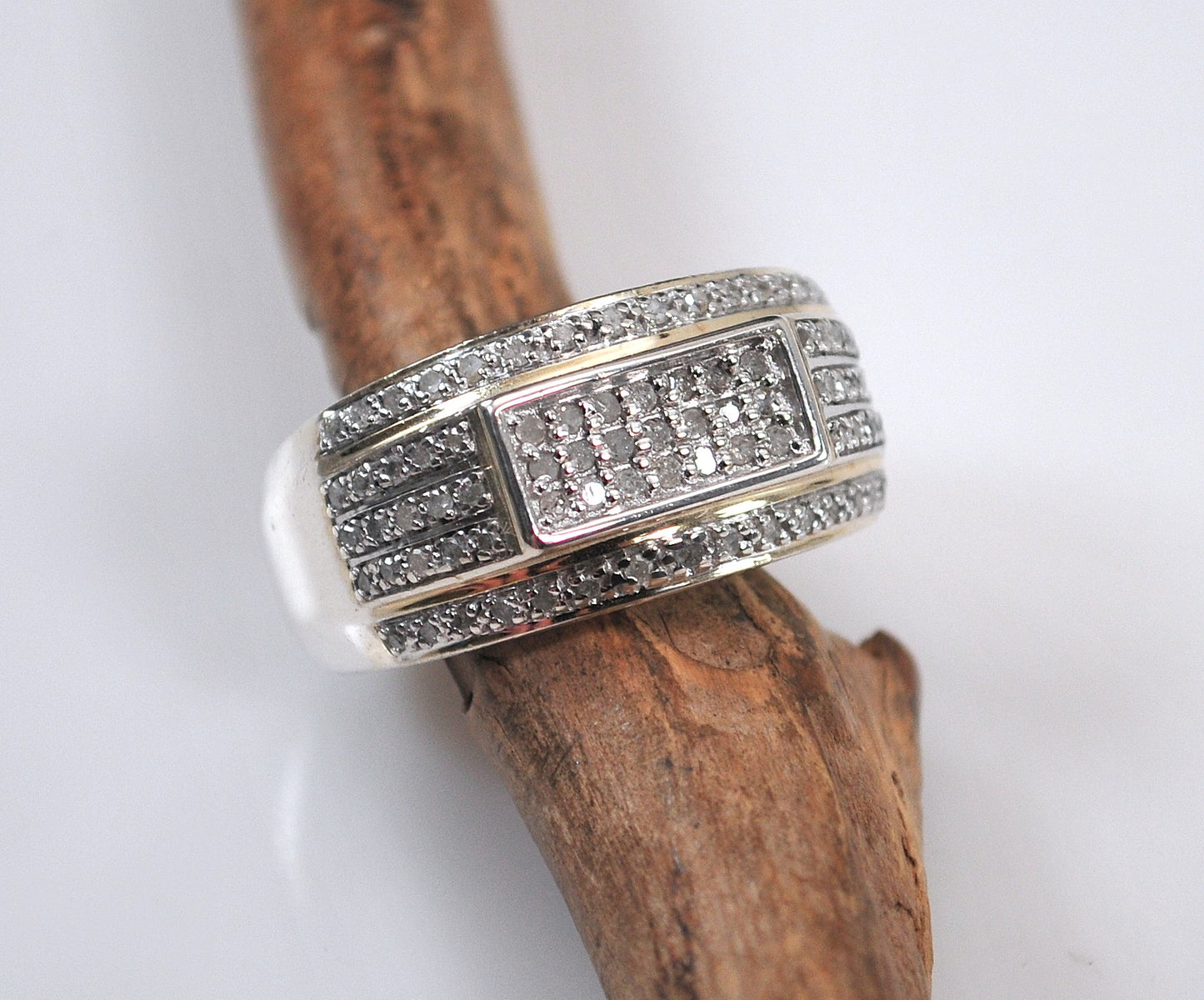 Sterling Silver Men's Diamond Ring