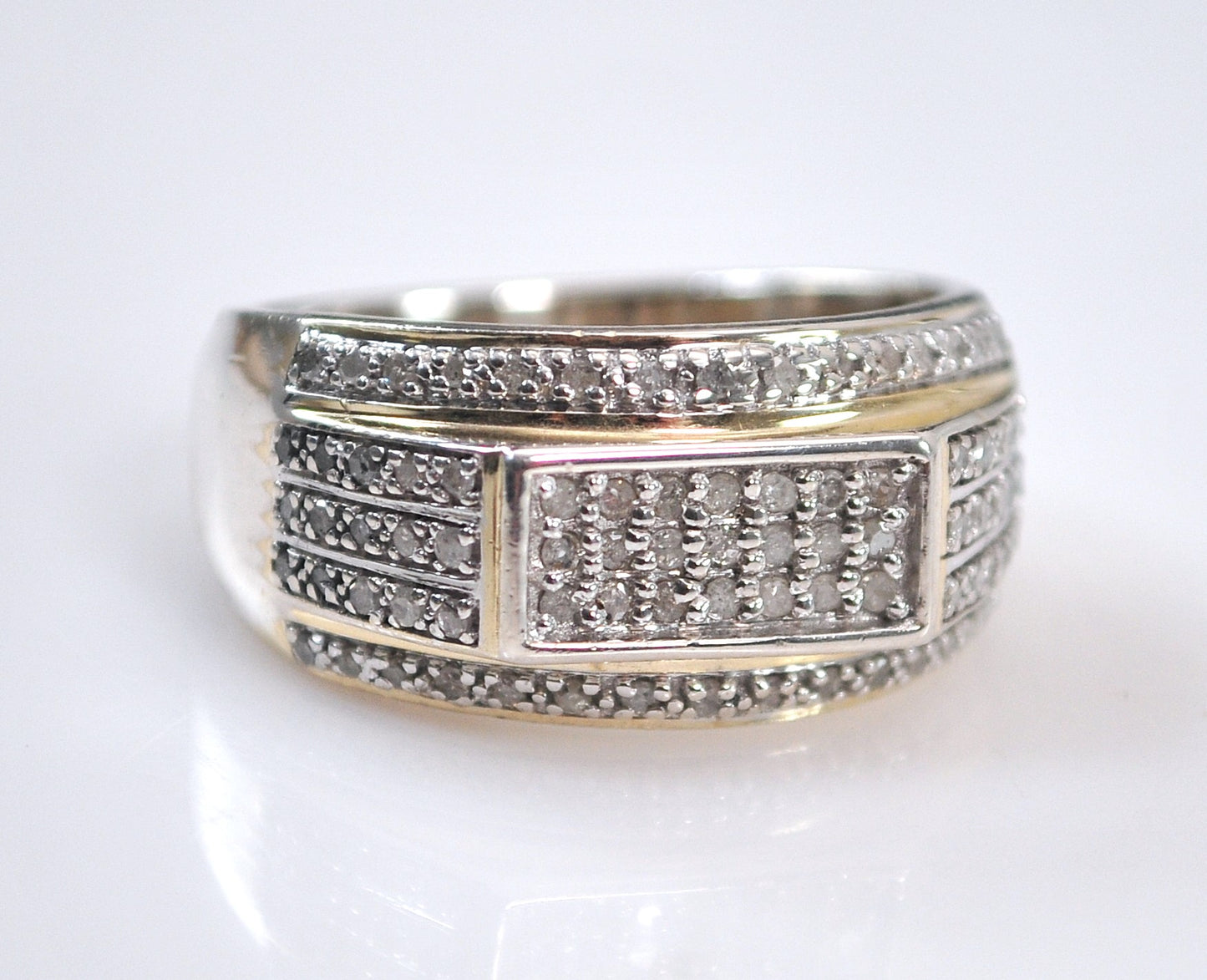 Sterling Silver Men's Diamond Ring