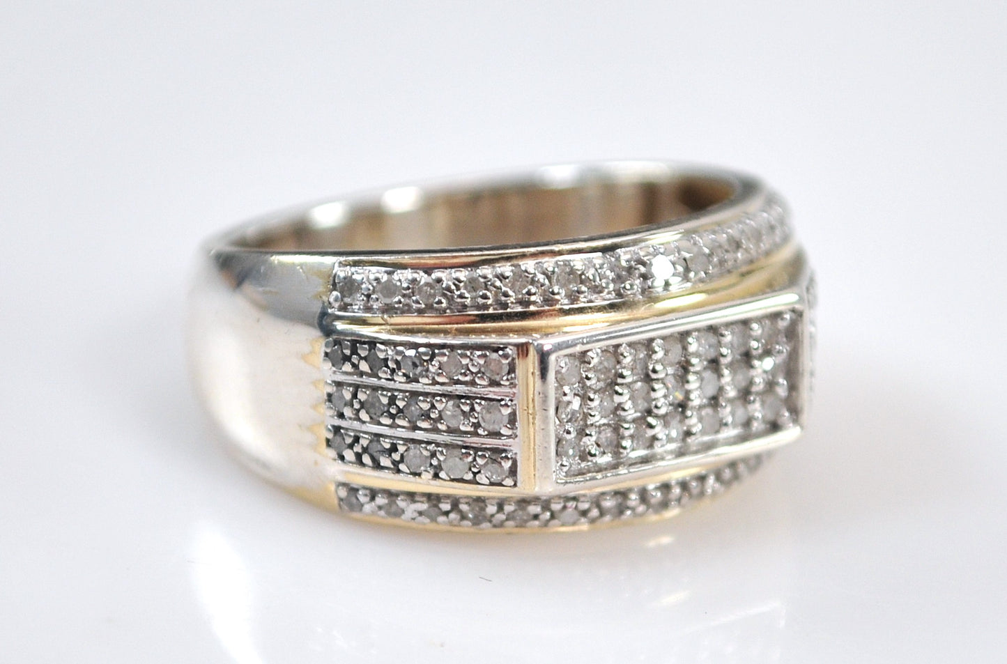 Sterling Silver Men's Diamond Ring