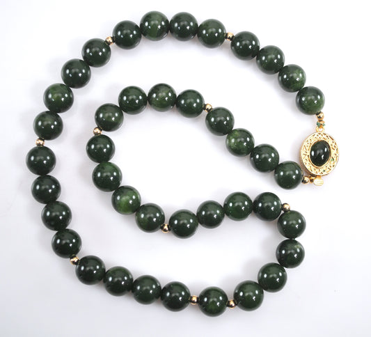 Gold Filled Beaded Jade Necklace