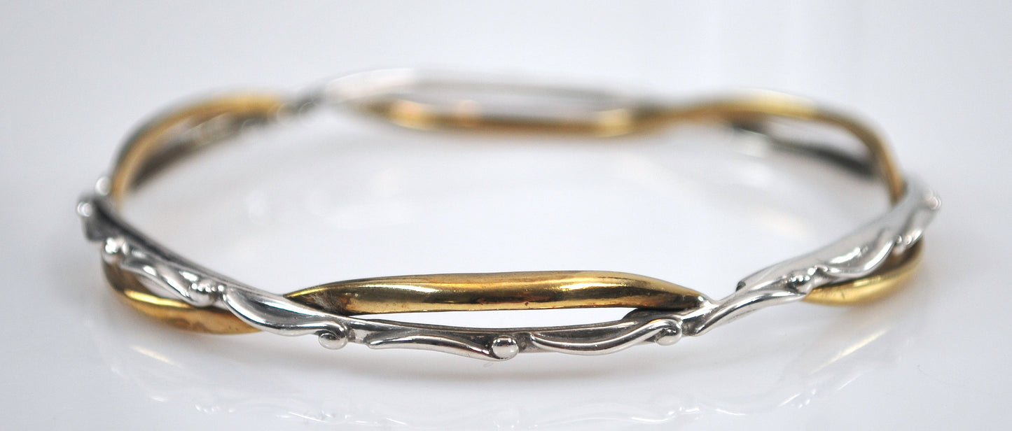 Carolyn Pollack Sterling Silver Brass Bangle Bracelet