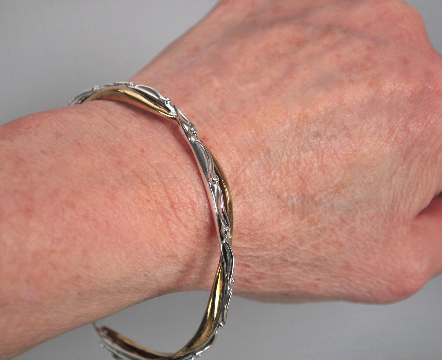 Carolyn Pollack Sterling Silver Brass Bangle Bracelet