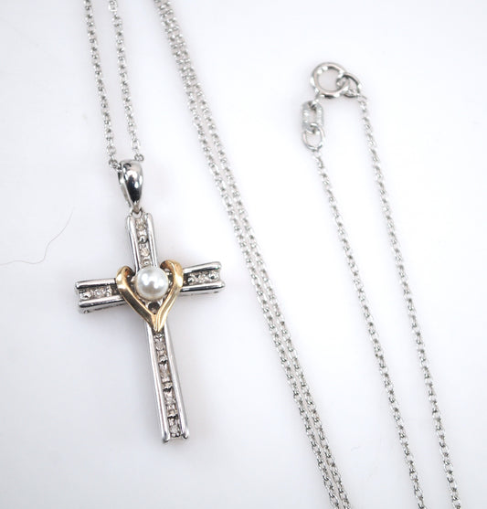 Alwand Vahan Sterling Silver 14K Gold Cross Necklace