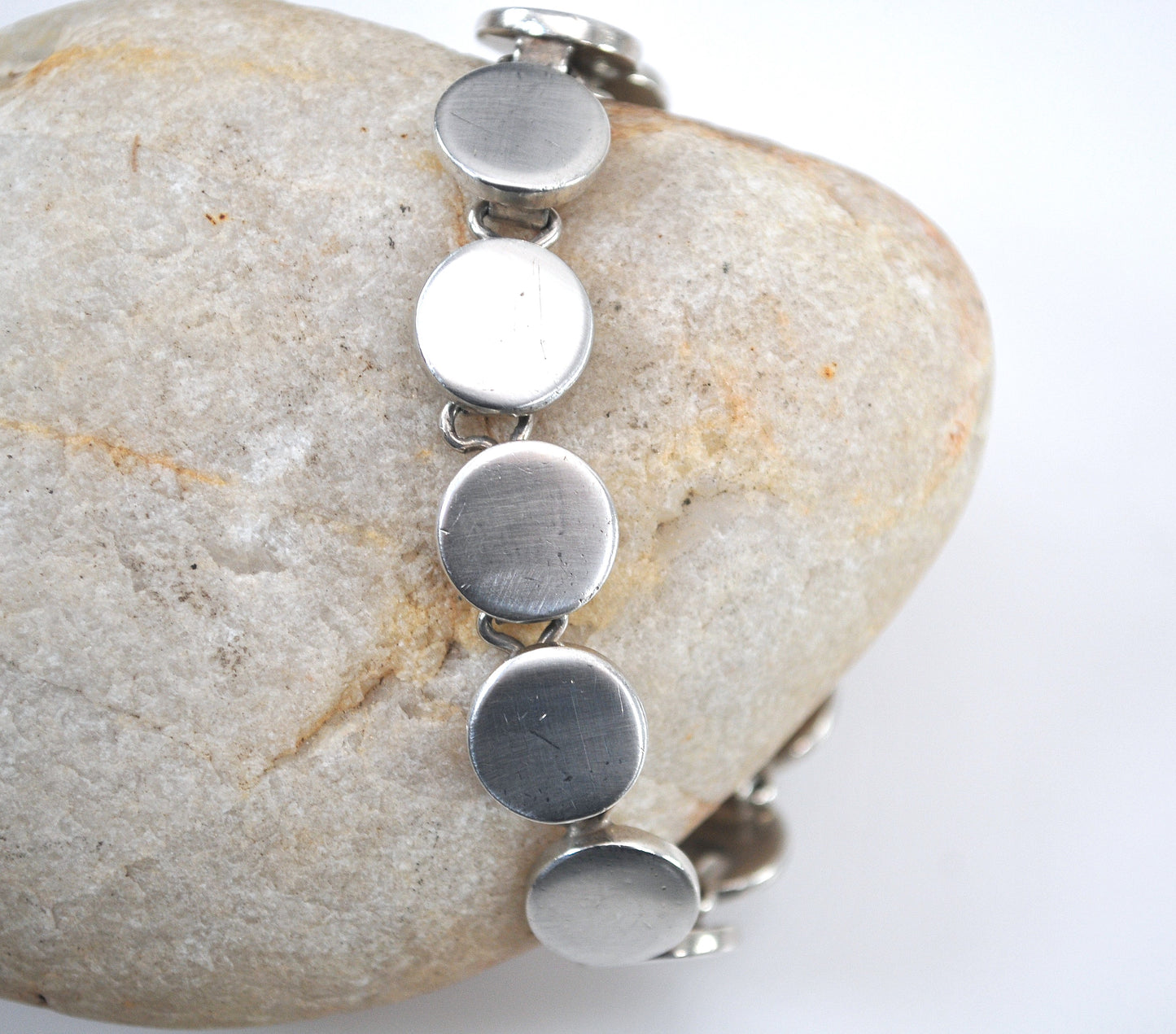 Heavy Signed Sterling Silver Circle Bracelet