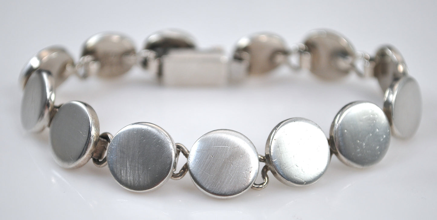 Heavy Signed Sterling Silver Circle Bracelet