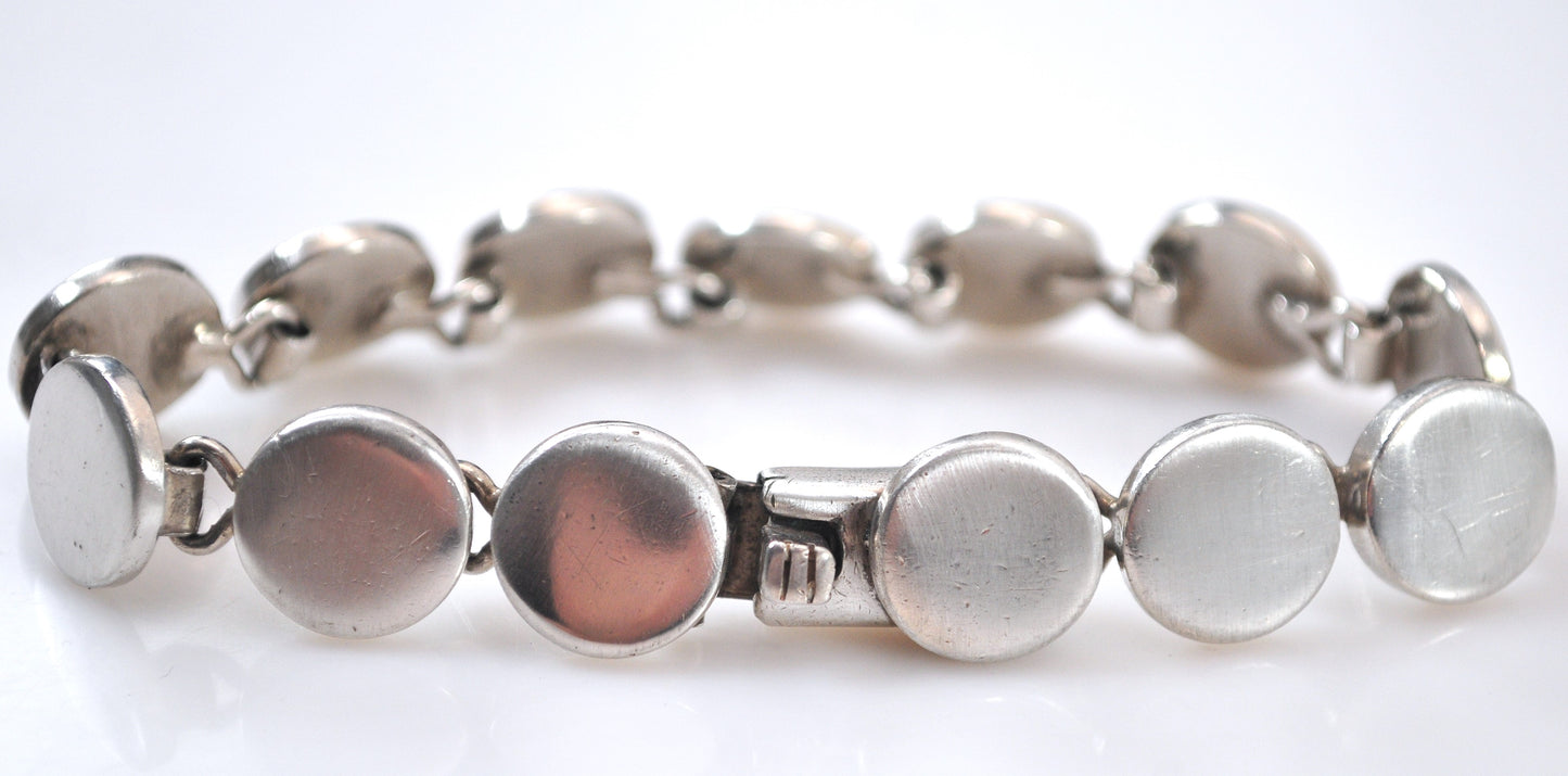 Heavy Signed Sterling Silver Circle Bracelet