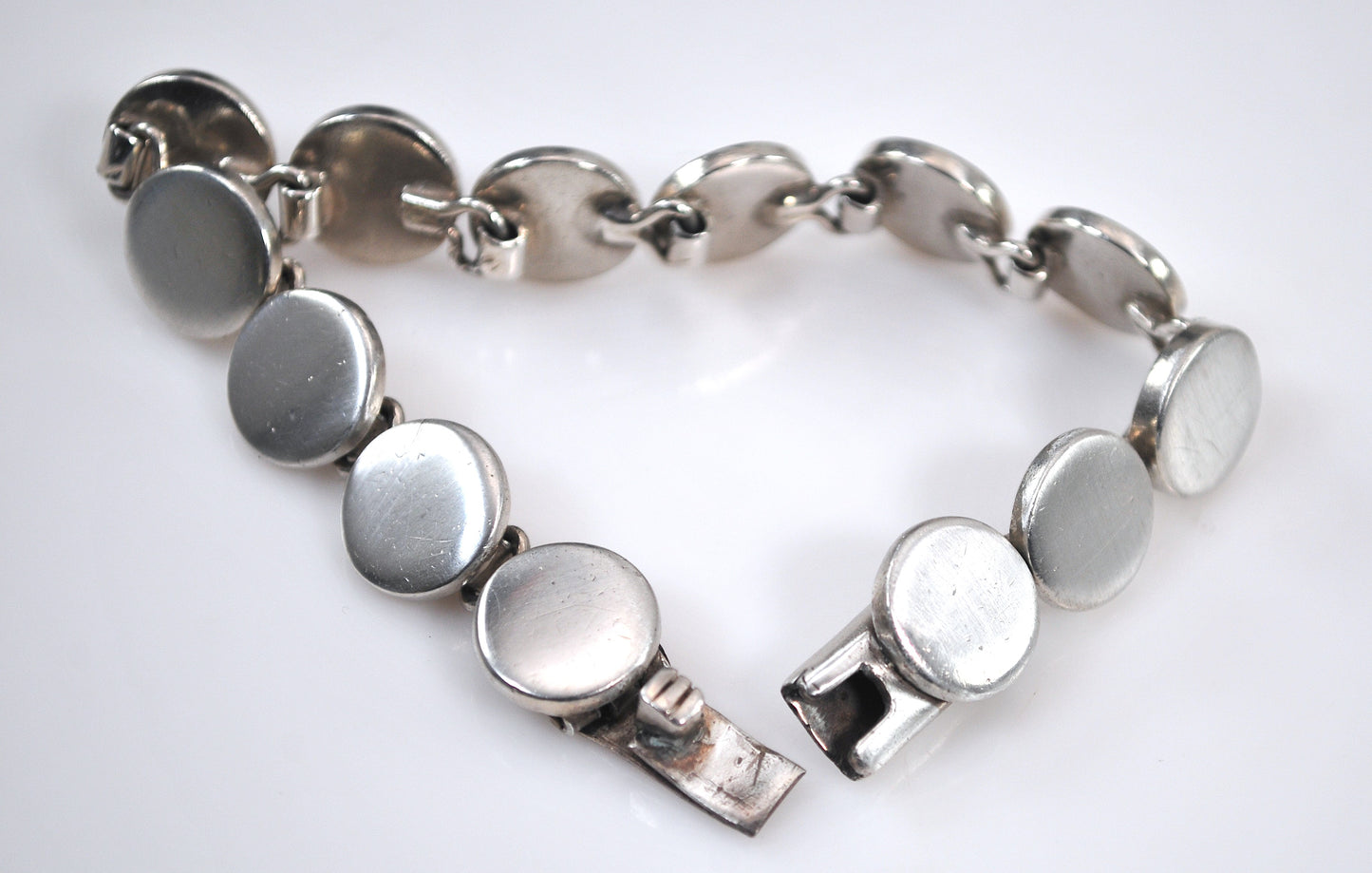 Heavy Signed Sterling Silver Circle Bracelet