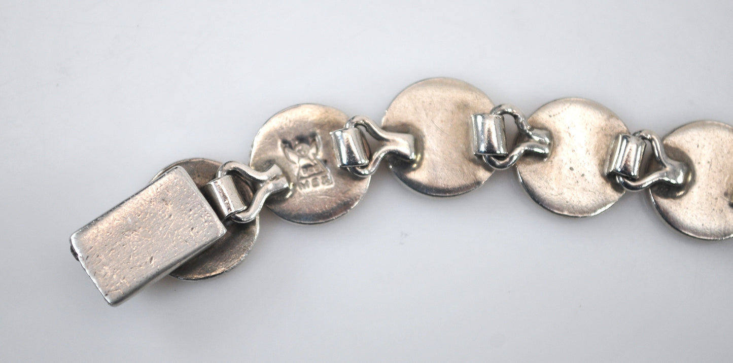 Heavy Signed Sterling Silver Circle Bracelet