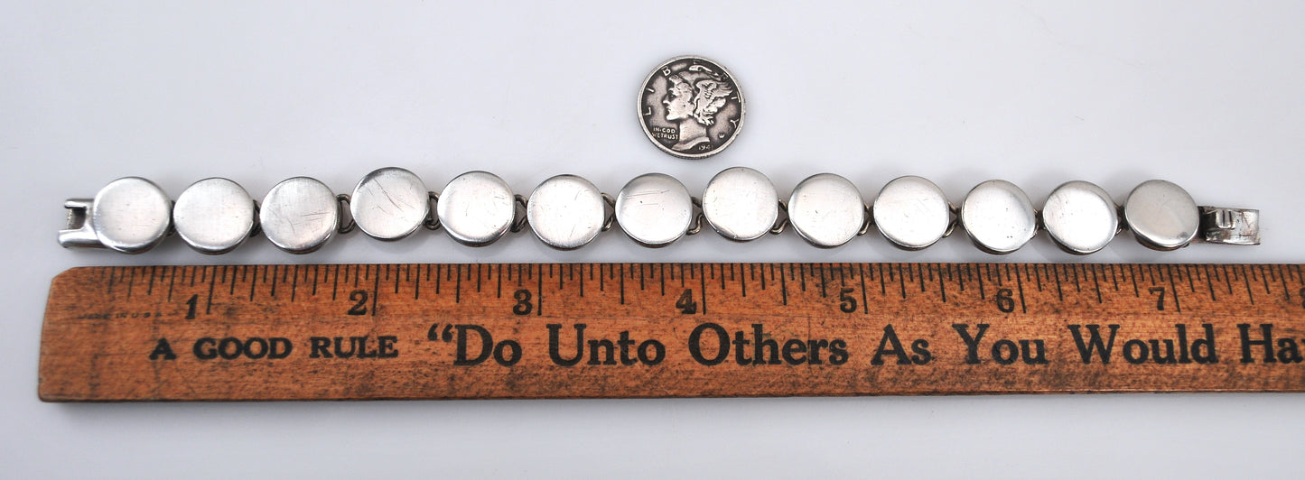 Heavy Signed Sterling Silver Circle Bracelet