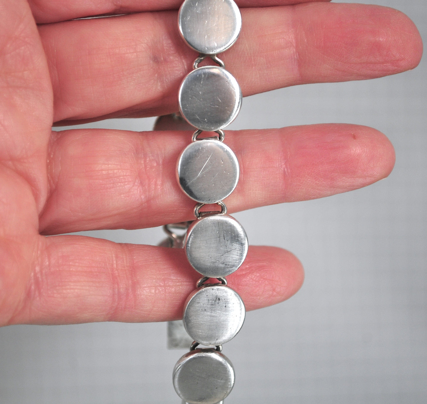 Heavy Signed Sterling Silver Circle Bracelet