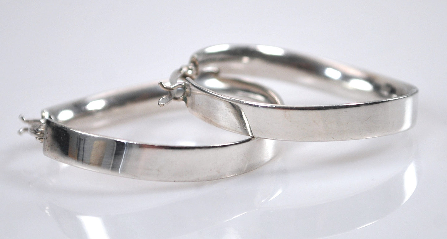 Signed Sterling Hoop Earrings