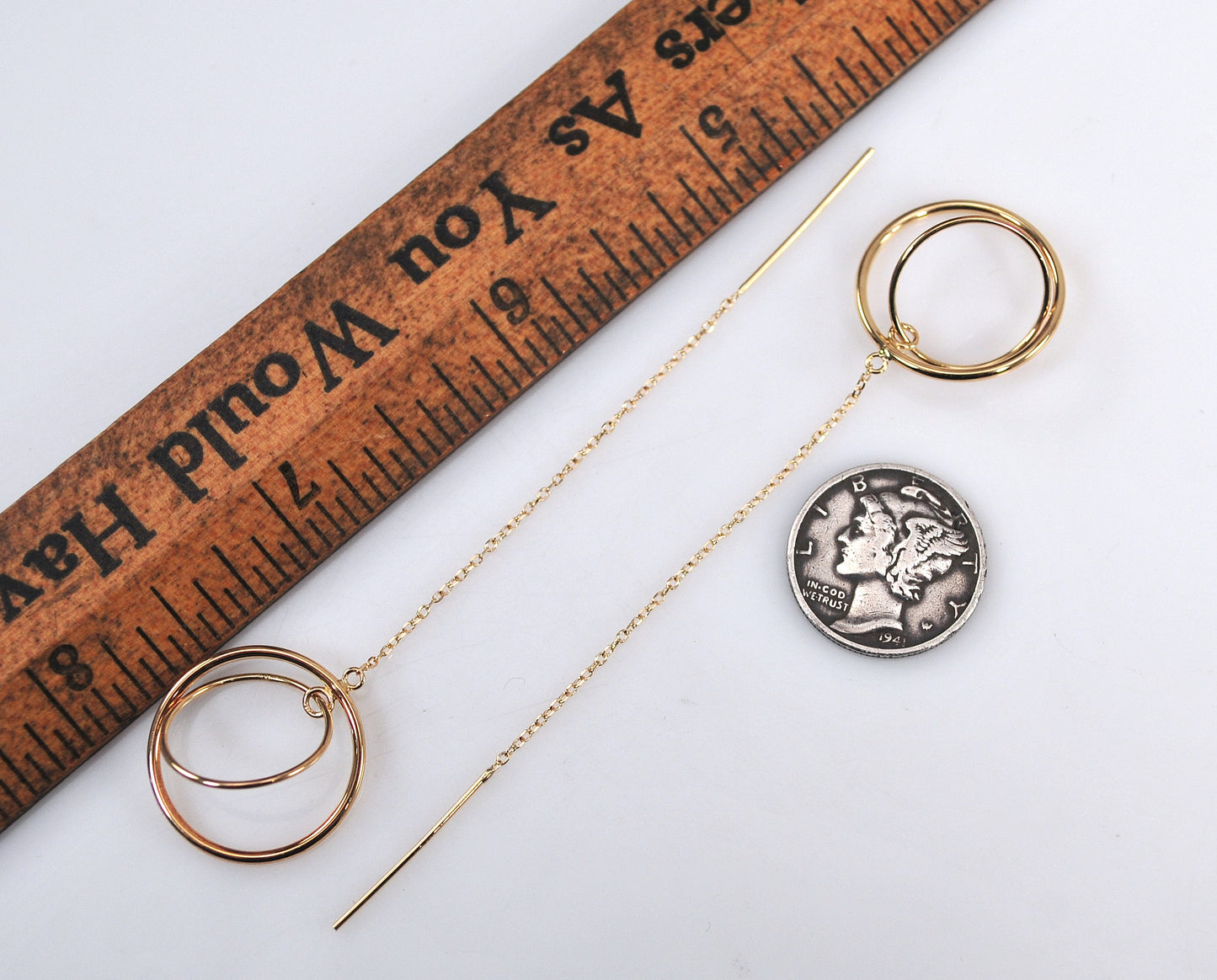 Vintage JCM 14K Gold Threader Earrings