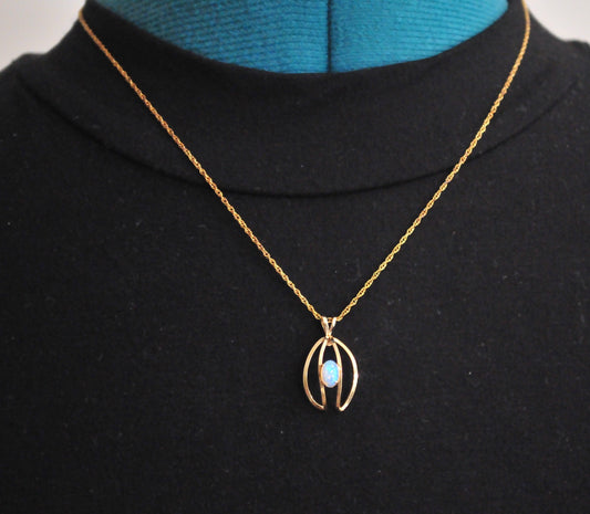 Vintage Gold Filled Opal Pendant Necklace