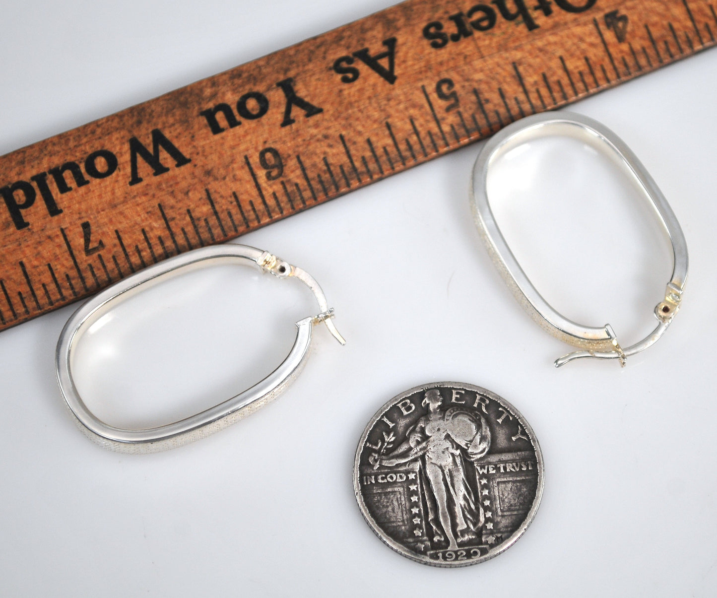 Signed Sterling Greek Key Hoop Earrings