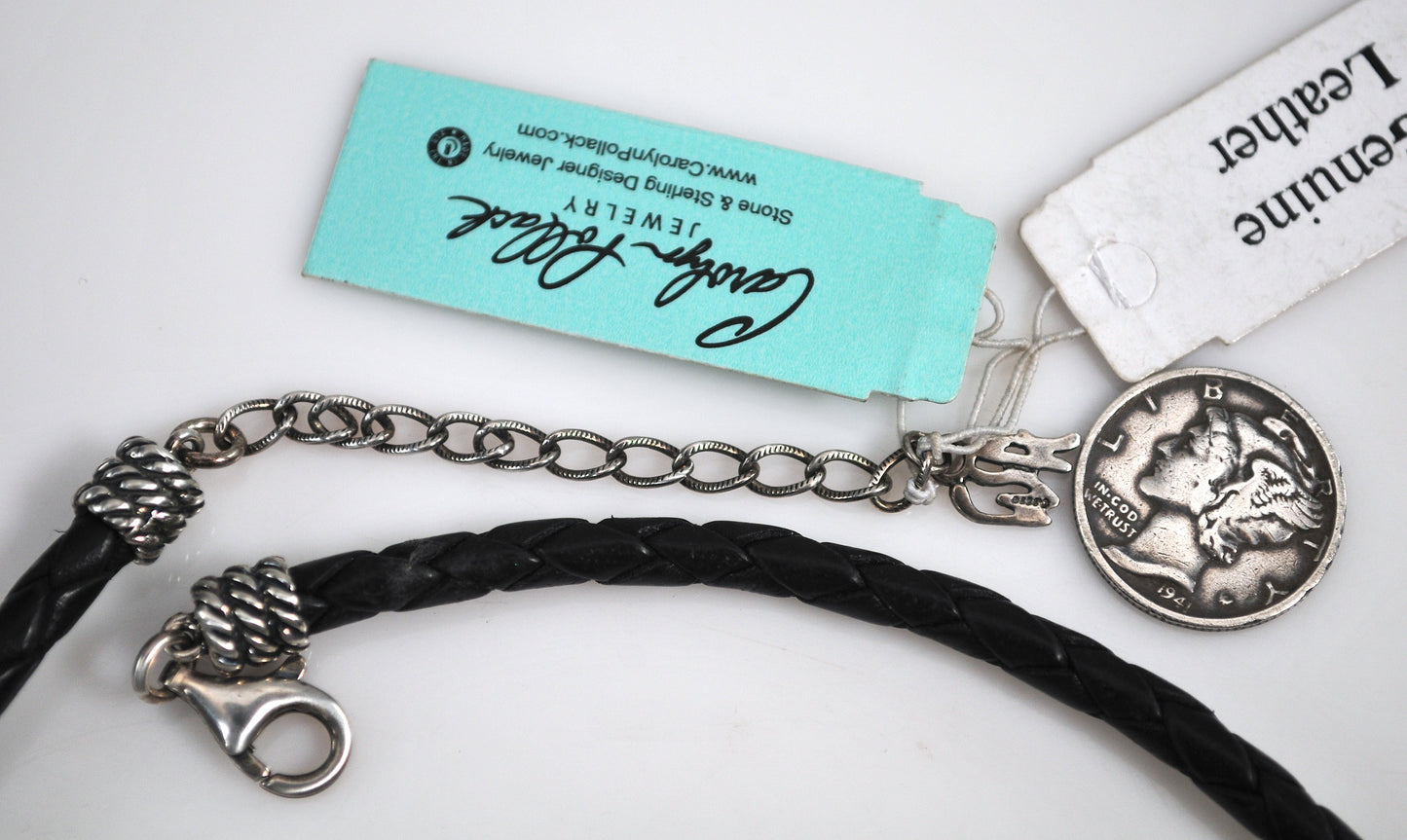 Carolyn Pollack Relios Sterling Silver Leather Necklace