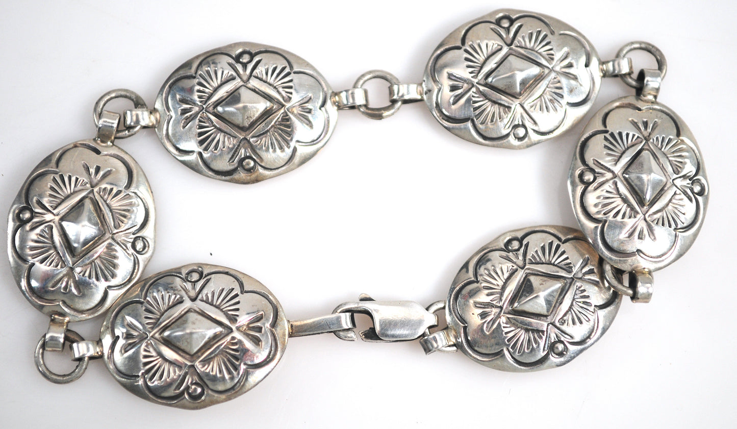 Authur Platero Laguna Sterling Silver Concho Bracelet