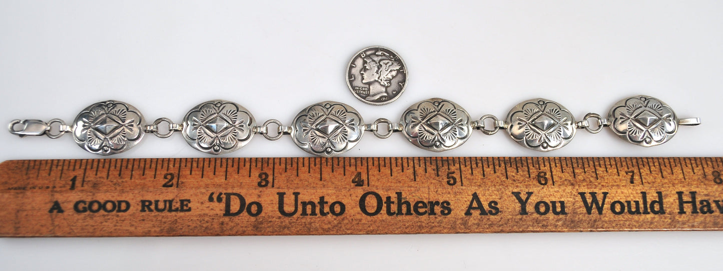 Authur Platero Laguna Sterling Silver Concho Bracelet