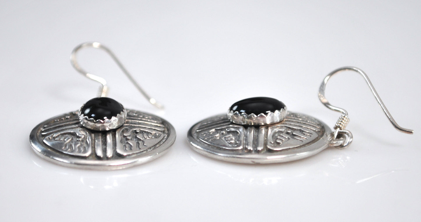 Shube Sterling Silver Southwestern Black Onyx Earrings