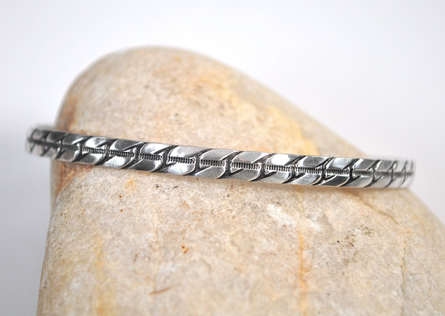 Narrow Vintage Sterling Silver Bangle Bracelet