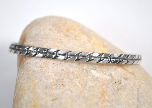 Narrow Vintage Sterling Silver Bangle Bracelet