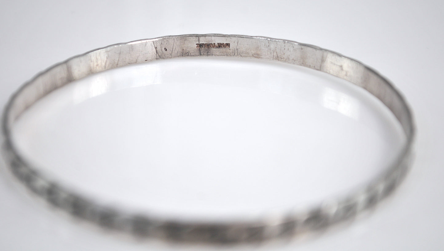 Narrow Vintage Sterling Silver Bangle Bracelet