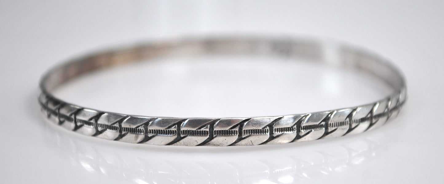 Narrow Vintage Sterling Silver Bangle Bracelet